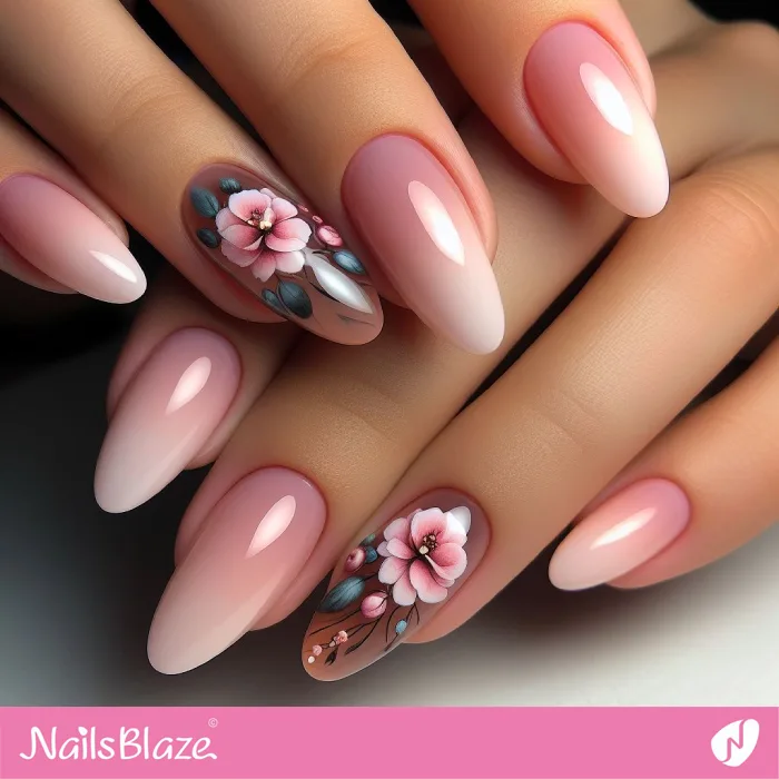 Baby Boomer Nails with Flower Accents | Classy Nails - NB4209